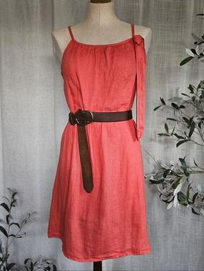 Marisa & Marie Made in Italy Sleeveless Flowy Pink Linen Dress Small